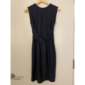 Navy Obakki Sleeveless Fitted Dress with Front Tie Detailing